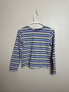 Y2K striped boxy long sleeve crop top Gilmore girls